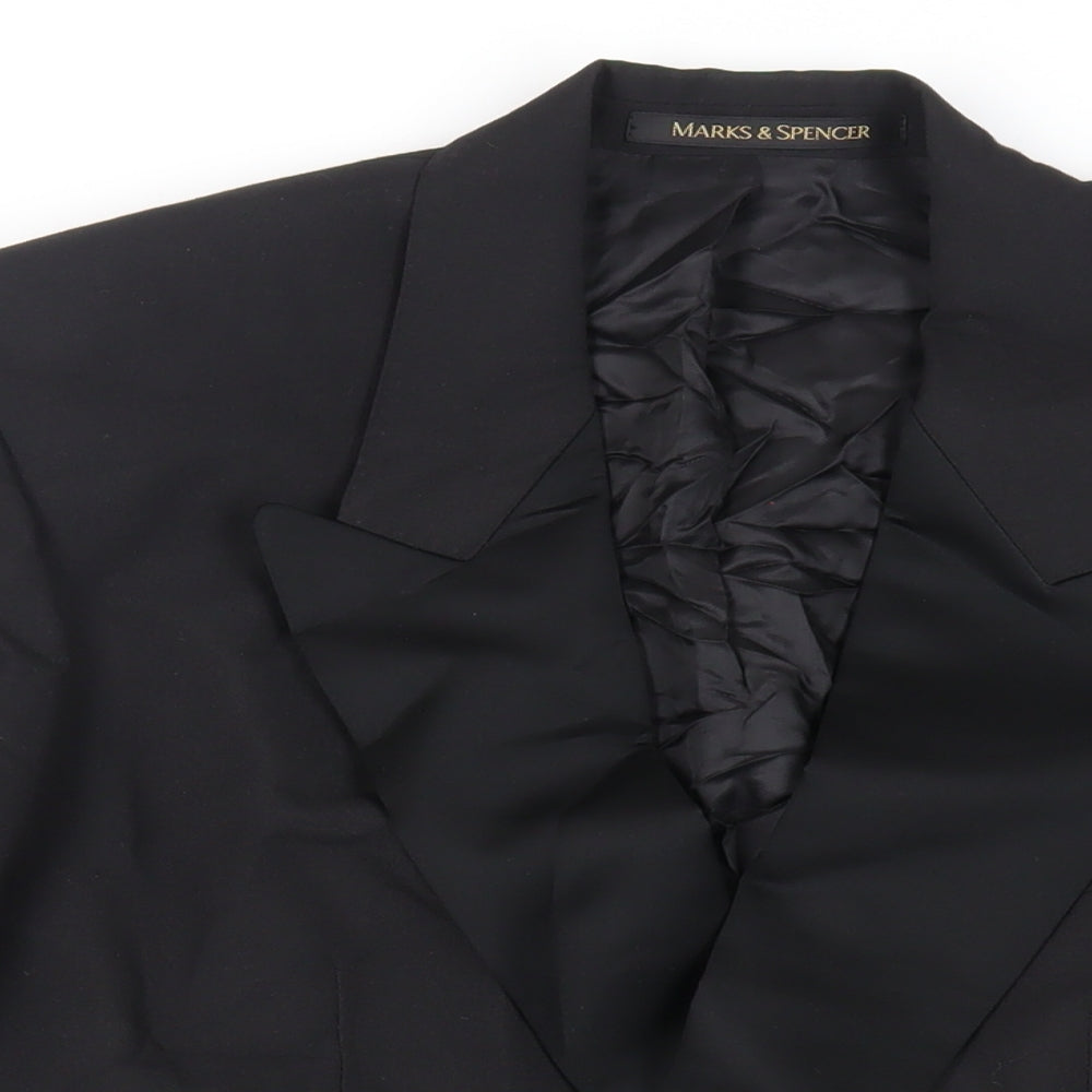 Marks and Spencer Mens Black Polyester Tuxedo Suit Jacket Size 36 Regular