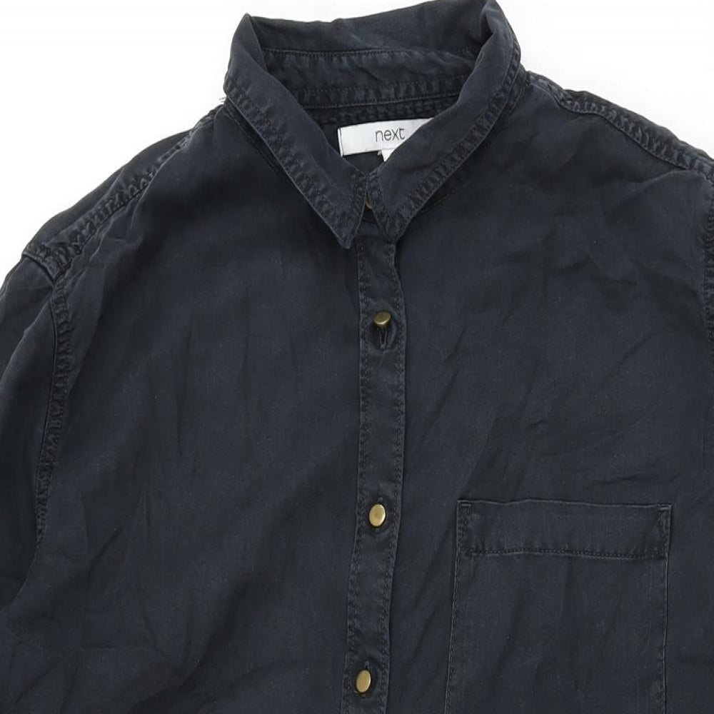 NEXT Womens Black Lyocell Shift Size 10 Collared Button
