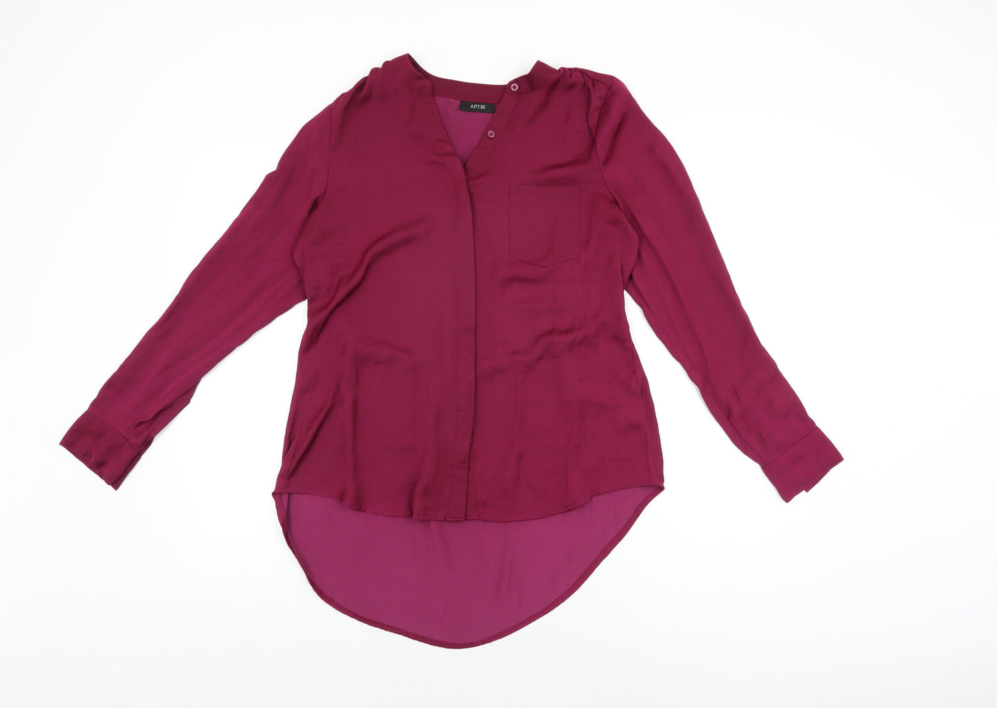 Apt. 9 Womens Purple Polyester Basic Button-Up Size M V-Neck