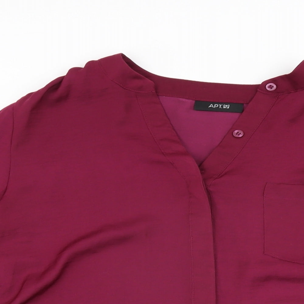 Apt. 9 Womens Purple Polyester Basic Button-Up Size M V-Neck