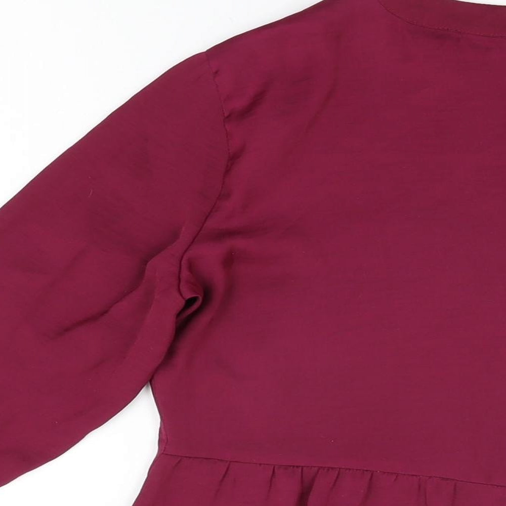 Apt. 9 Womens Purple Polyester Basic Button-Up Size M V-Neck