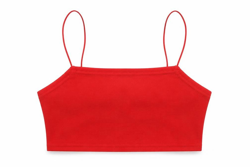 PRETTYLITTLETHING Womens Red Polyester Cropped T-Shirt Size 6 Square Neck