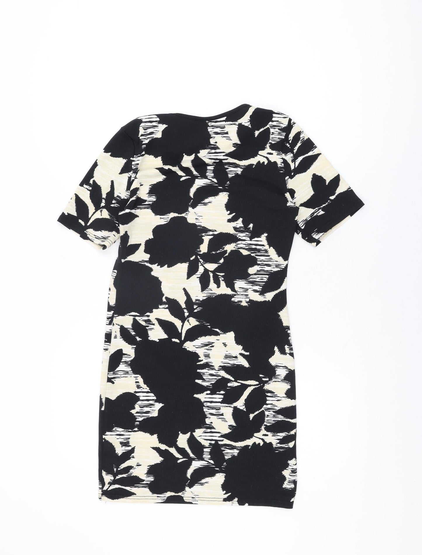 Topshop Womens Black Geometric Polyester Bodycon Size 12 Round Neck Pullover