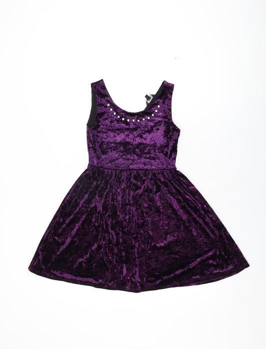 Candy Couture Girls Purple Polyamide A-Line Size 10-11 Years Round Neck Pullover
