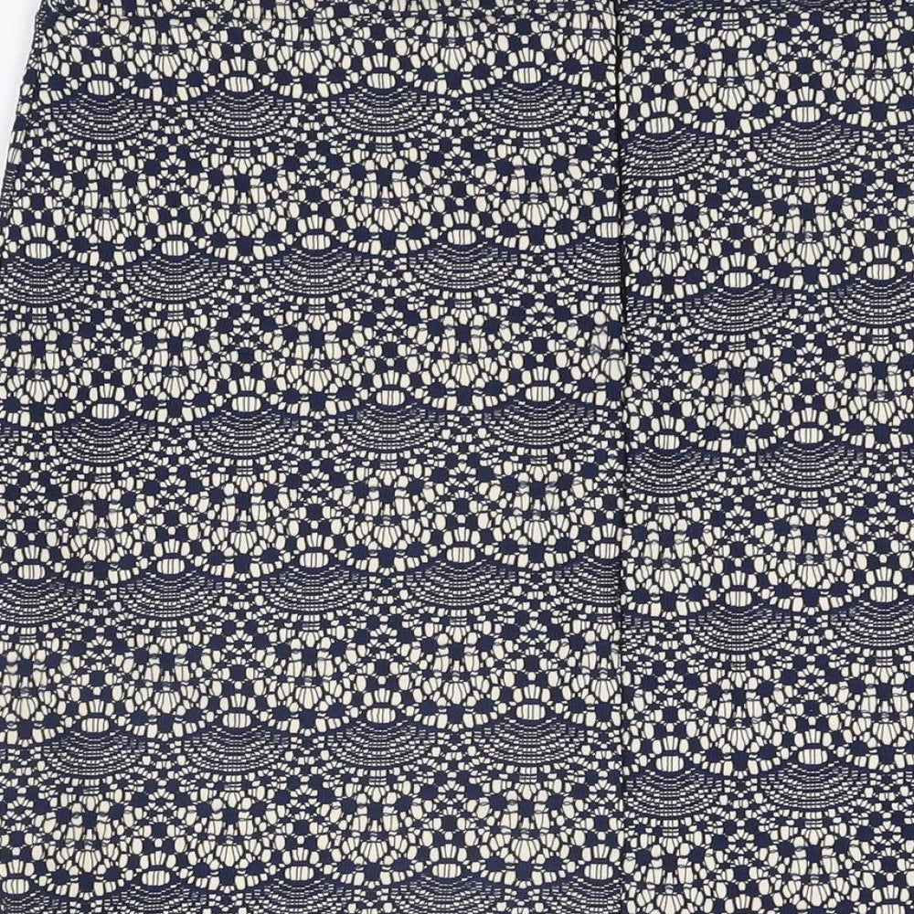 Warehouse Womens Blue Geometric Polyester Straight & Pencil Skirt Size 14 Zip
