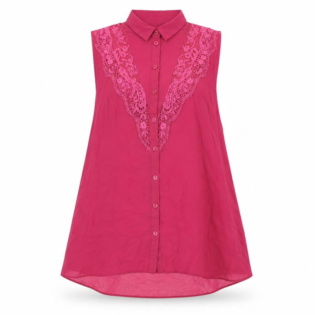 Miss Selfridge Womens Pink Polyester Basic Button-Up Size 10 Collared
