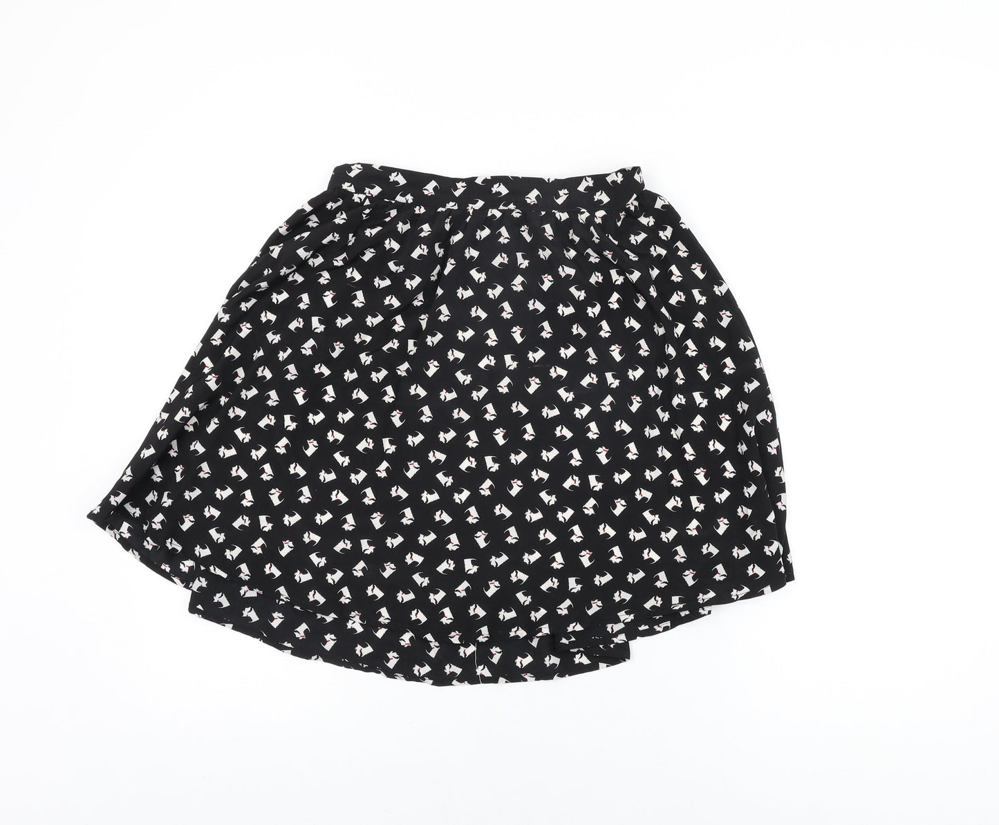 Twik Womens Black Geometric Polyester Skater Skirt Size M