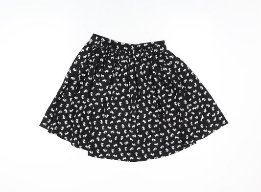 Twik Womens Black Geometric Polyester Skater Skirt Size M