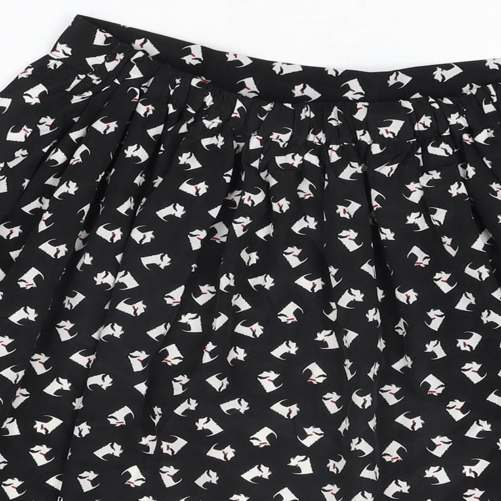 Twik Womens Black Geometric Polyester Skater Skirt Size M