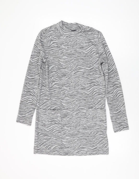 Marks and Spencer Womens Grey Animal Print Polyester Shift Size 8 Round Neck Pullover