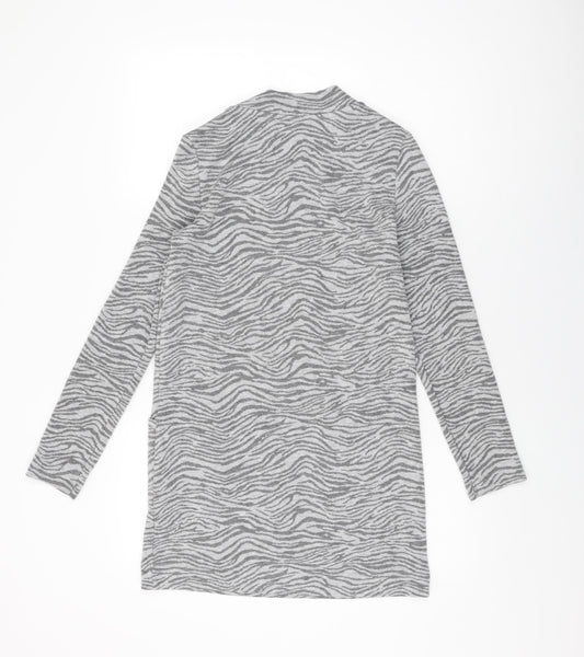 Marks and Spencer Womens Grey Animal Print Polyester Shift Size 8 Round Neck Pullover