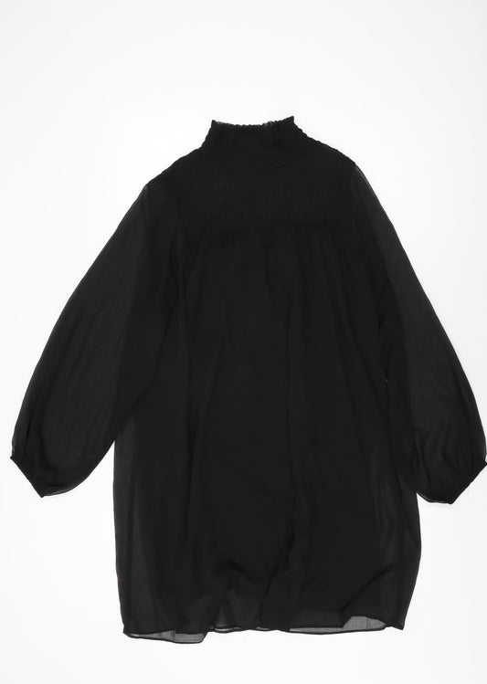 H&M Womens Black Polyester Shift Size 8 Round Neck Pullover