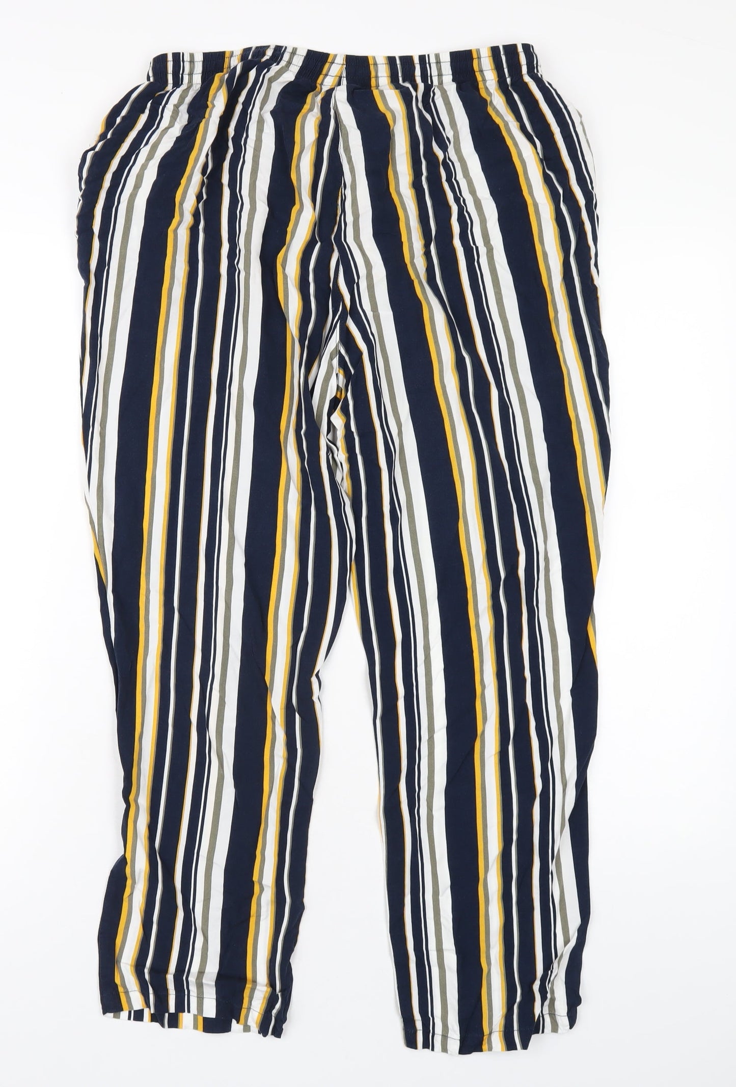 Damart Womens Multicoloured Striped Viscose Trousers Size 16 L26 in Regular Drawstring