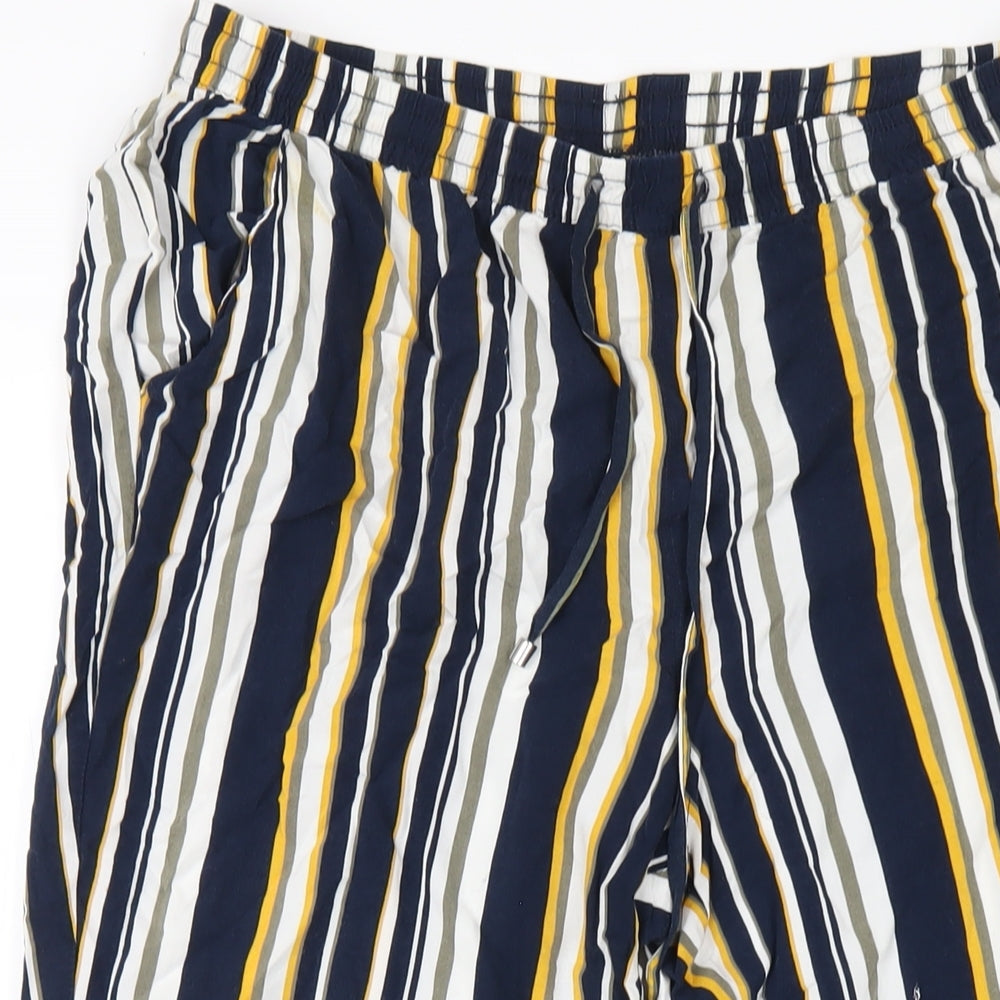 Damart Womens Multicoloured Striped Viscose Trousers Size 16 L26 in Regular Drawstring