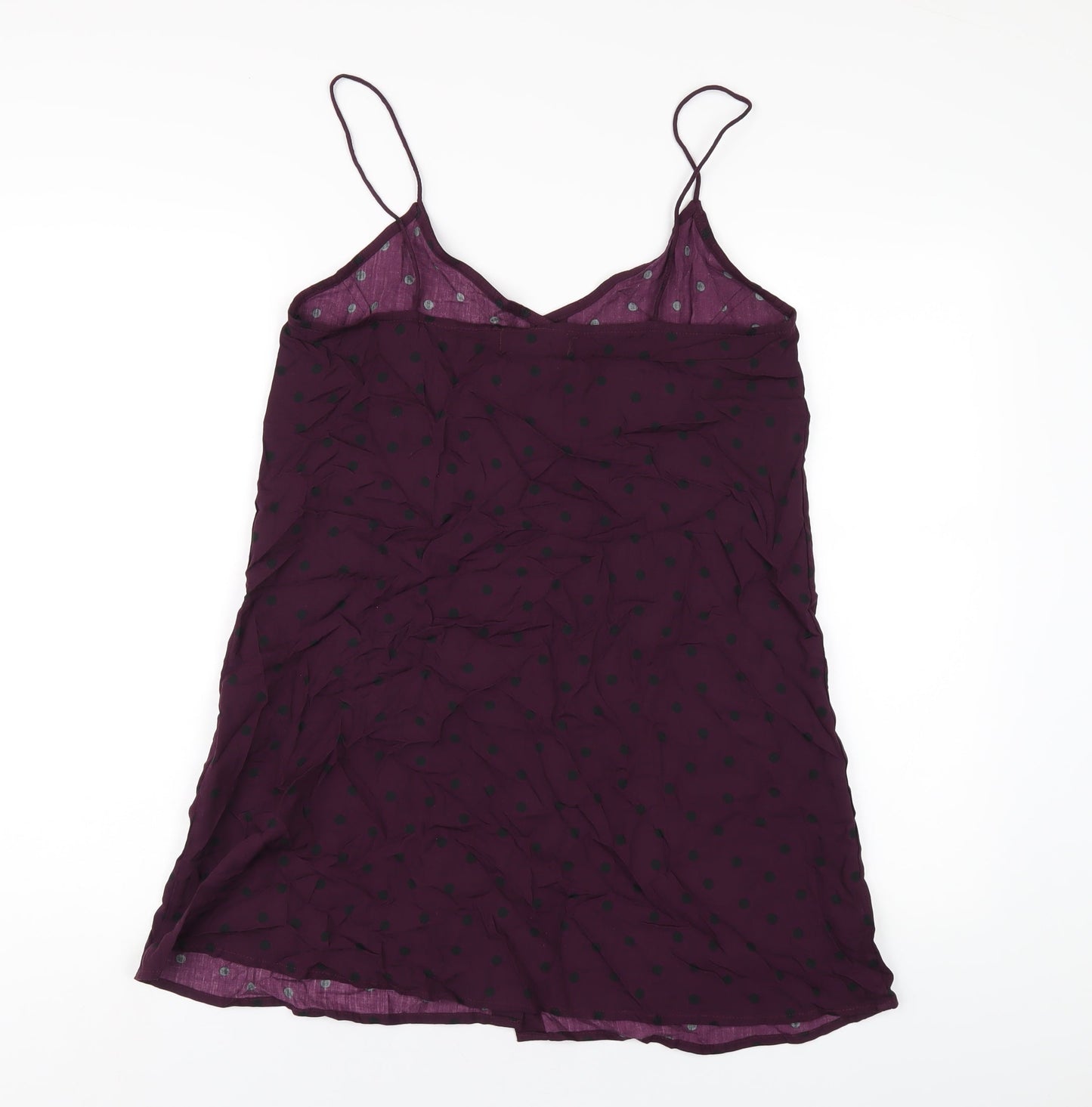 Motel Womens Purple Polka Dot Viscose Slip Dress Size S V-Neck Button