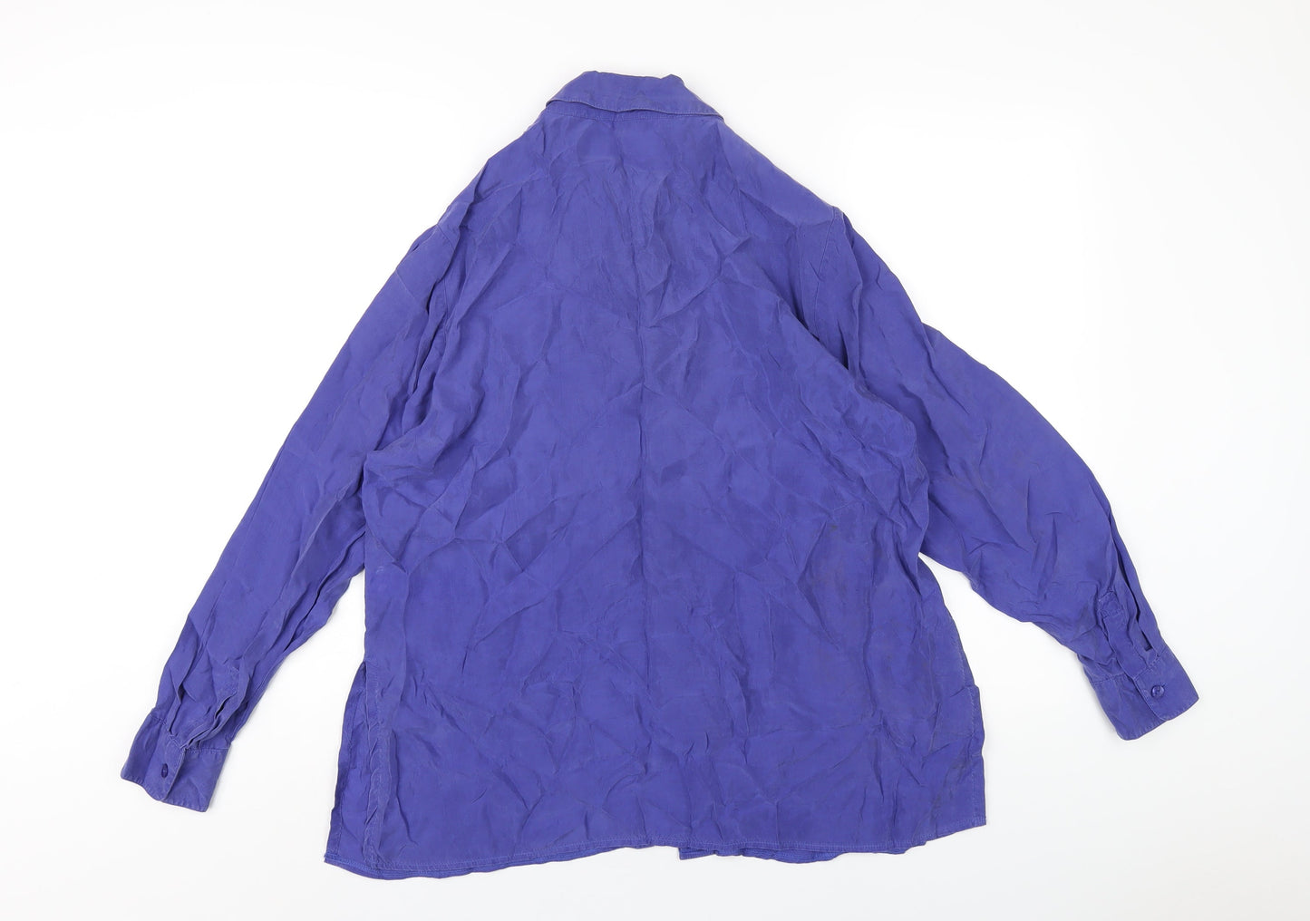 Marks and Spencer Womens Blue Cupro Basic Button-Up Size 16 Collared