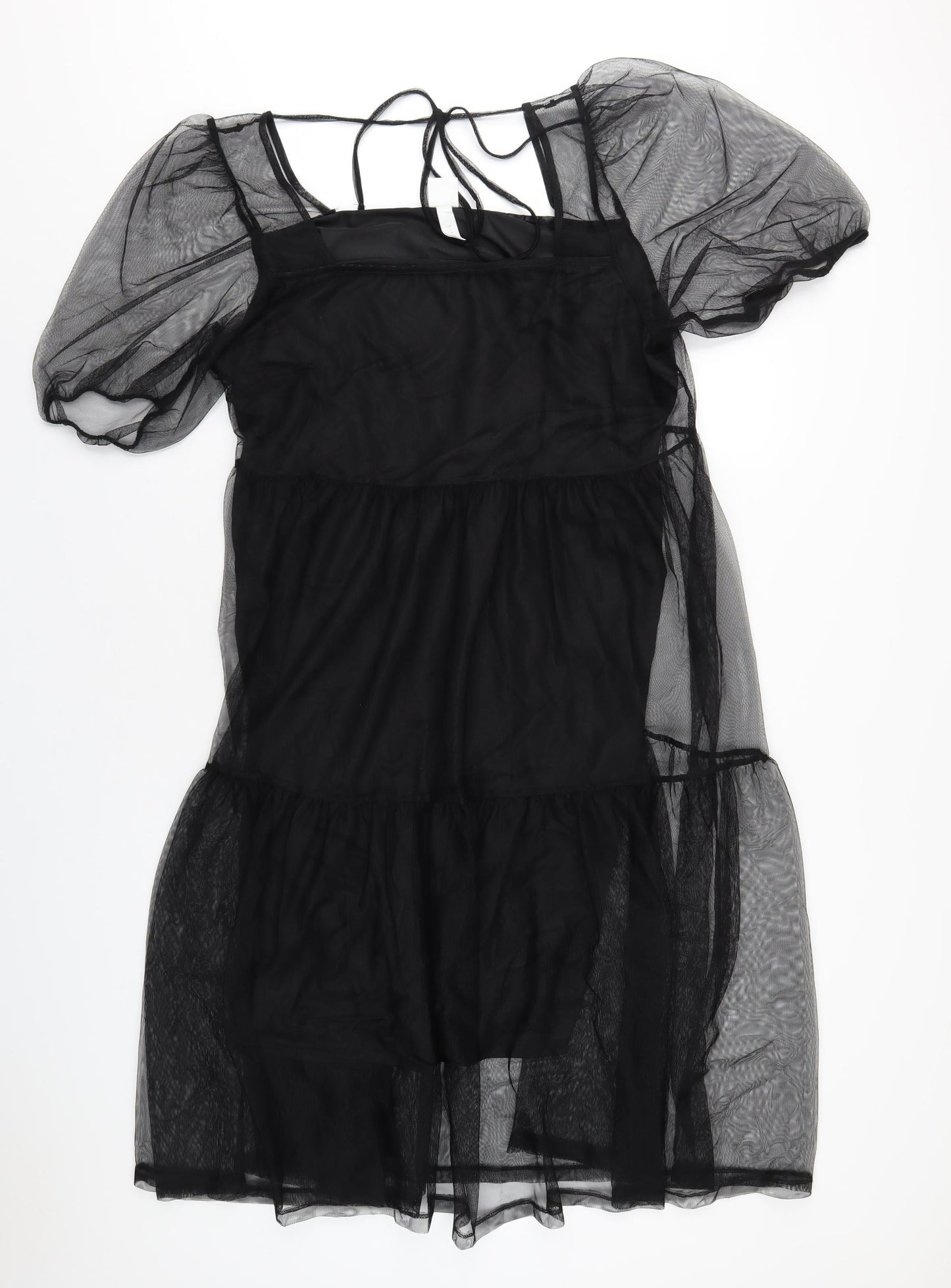 H&M Womens Black Polyester A-Line Size L Square Neck Pullover