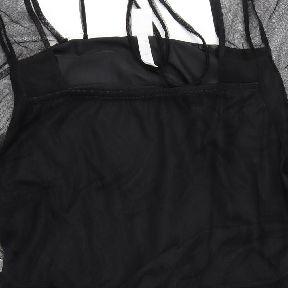 H&M Womens Black Polyester A-Line Size L Square Neck Pullover