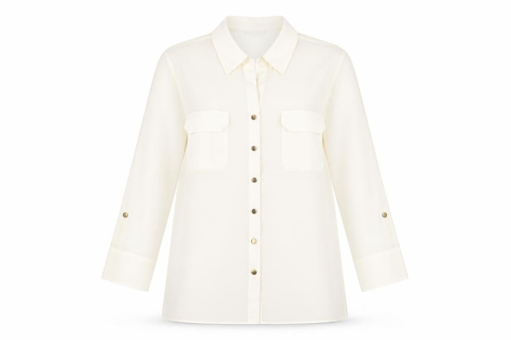 Marks and Spencer Womens Ivory Polyester Basic Button-Up Size 16 Collared