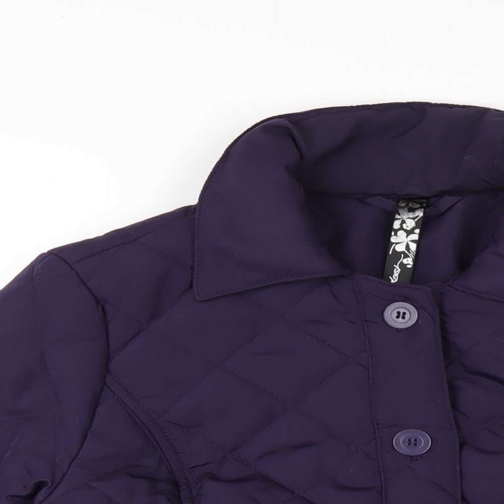 DASH Womens Purple Quilted Coat Size 12 Button