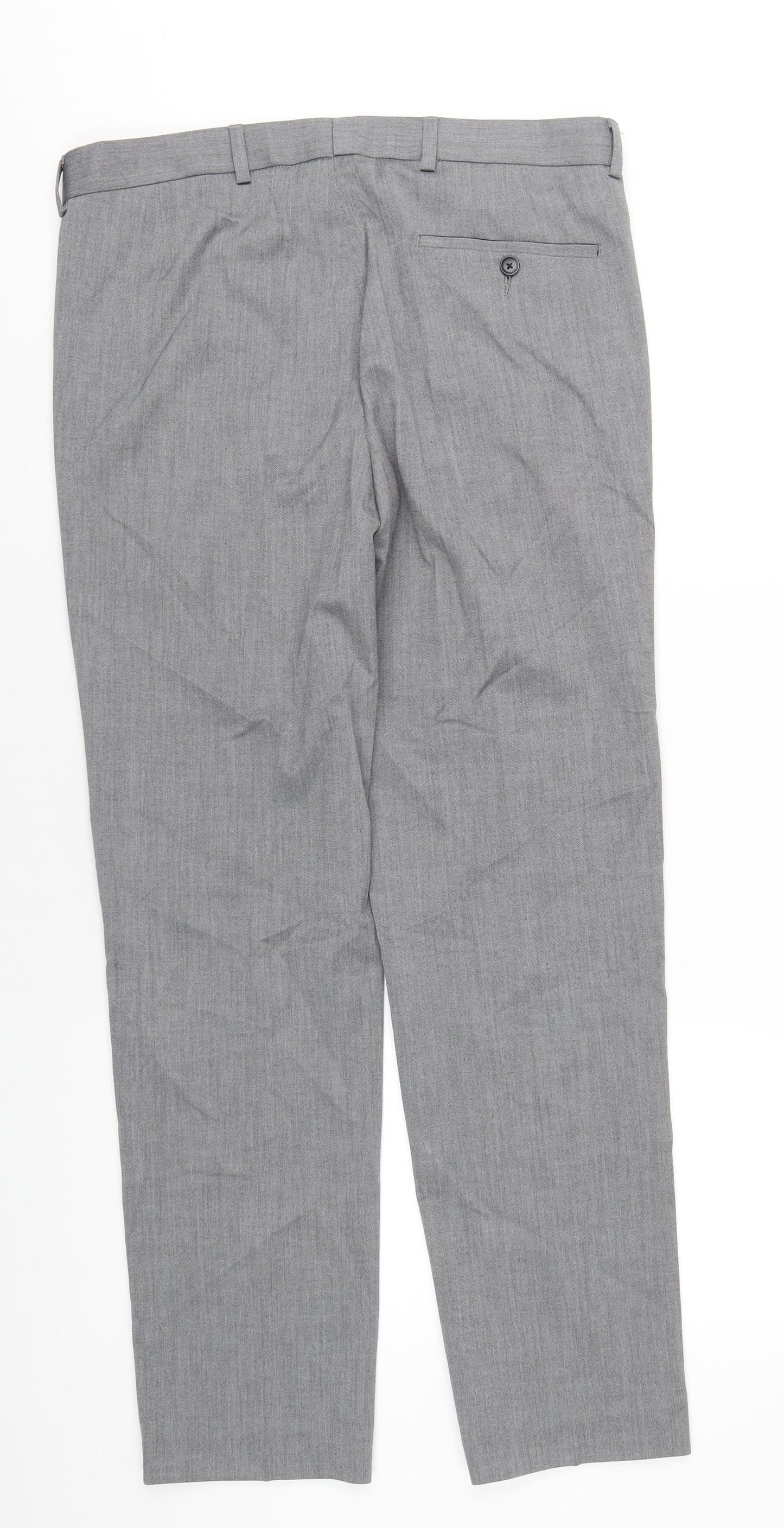 Marks and Spencer Mens Grey Polyester Tuxedo Suit Trousers Size 34 Regular