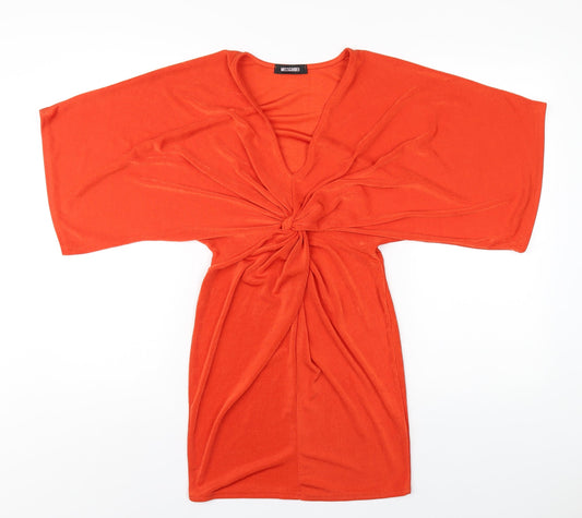 Missguided Womens Orange Polyester Bodycon Size 4 V-Neck Pullover