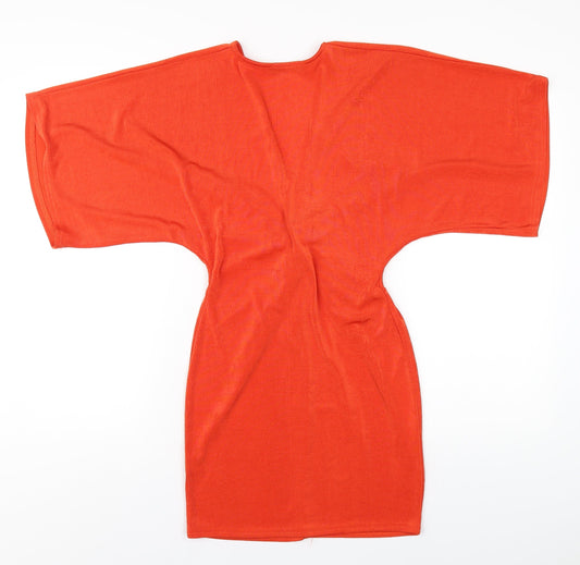 Missguided Womens Orange Polyester Bodycon Size 4 V-Neck Pullover