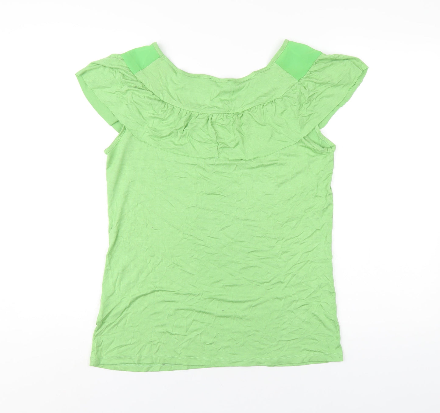 Klass Womens Green Viscose Basic T-Shirt Size M Round Neck