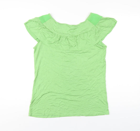 Klass Womens Green Viscose Basic T-Shirt Size M Round Neck