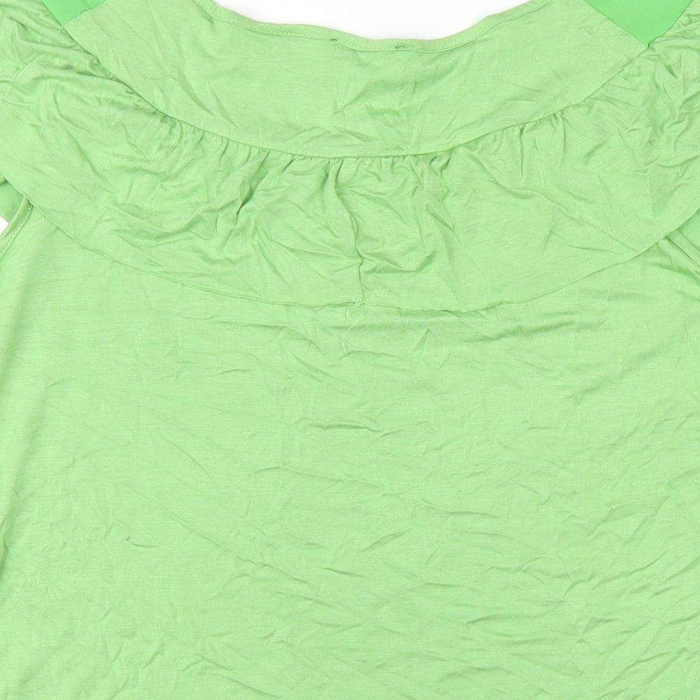 Klass Womens Green Viscose Basic T-Shirt Size M Round Neck