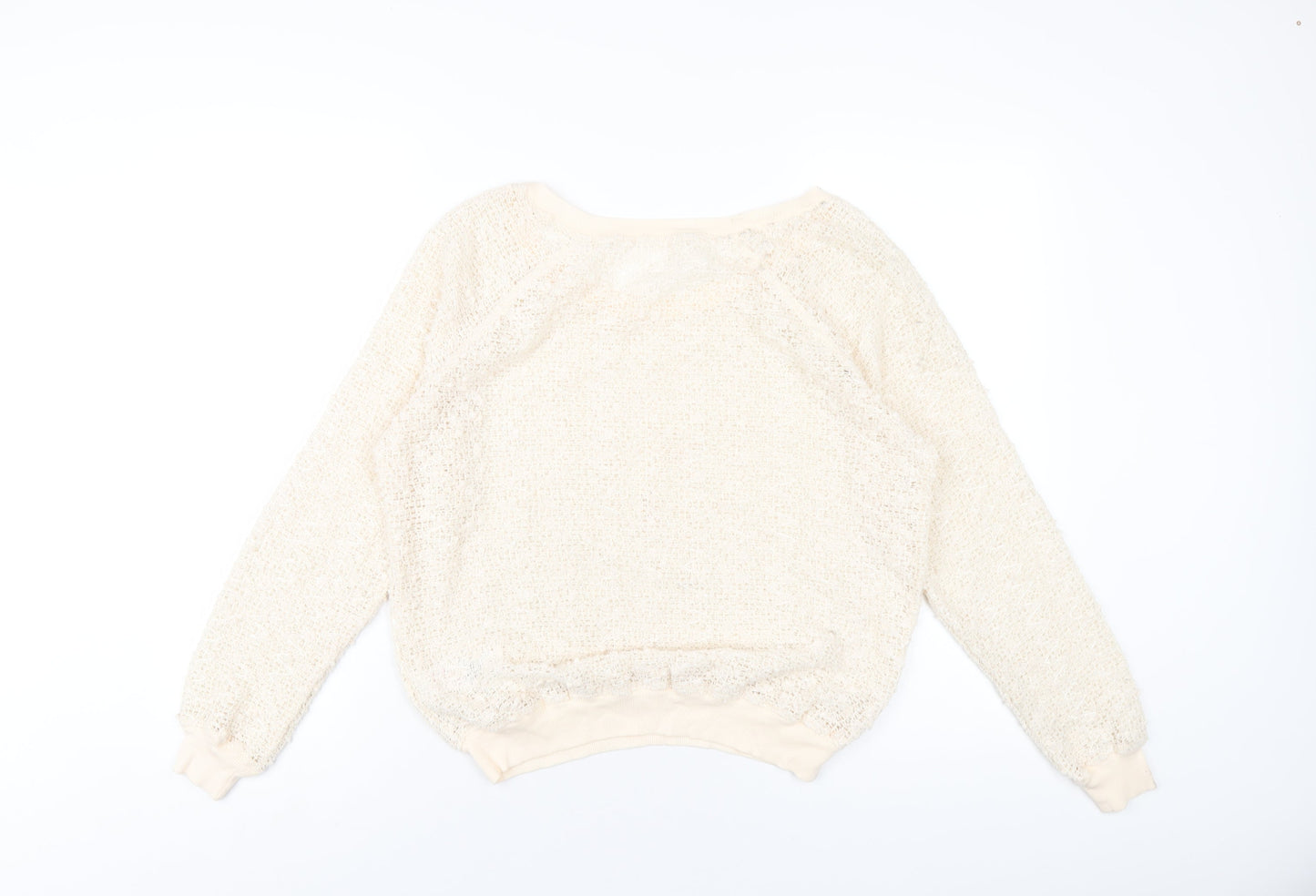 New Look Womens Beige Crew Neck Polyester Pullover Jumper Size M