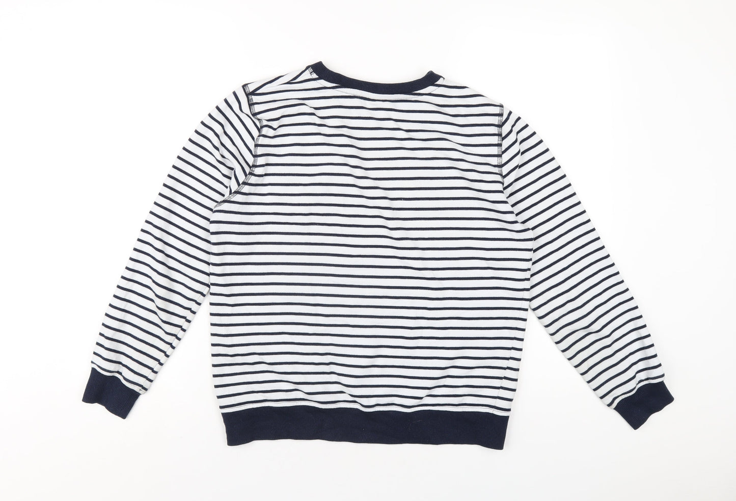 M&Co Womens Blue Striped Polyester Pullover Sweatshirt Size 8 Pullover