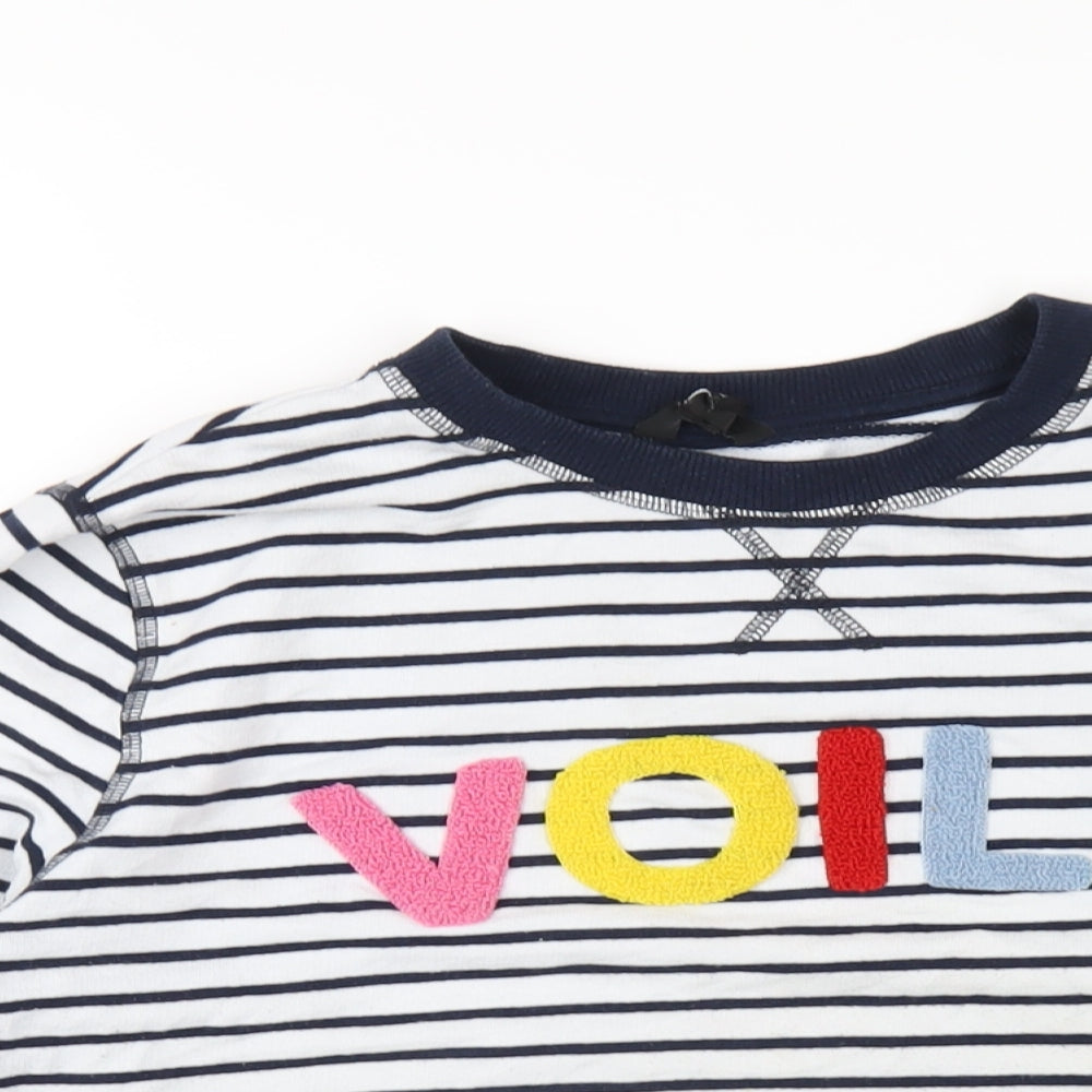 M&Co Womens Blue Striped Polyester Pullover Sweatshirt Size 8 Pullover