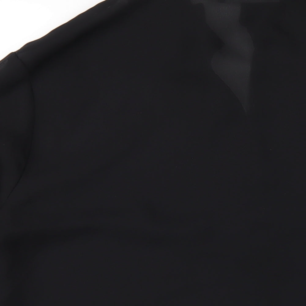 Jessica Holbrook Womens Black Polyester Basic Button-Up Size XL Collared