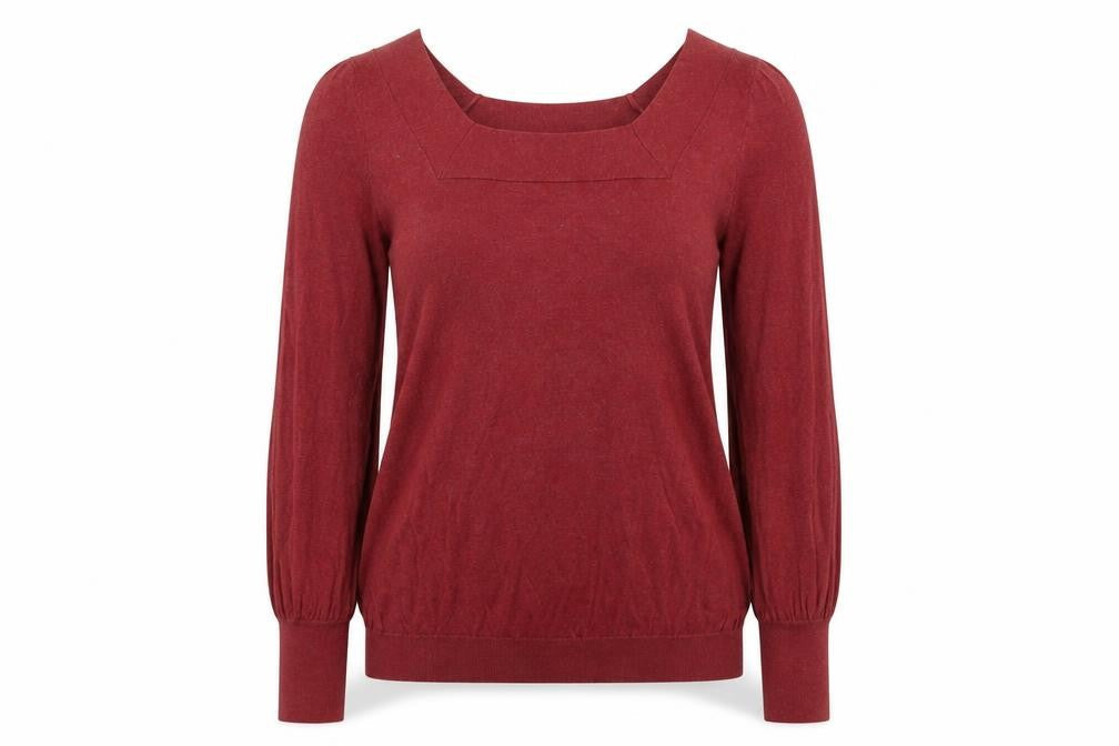 Dorothy Perkins Womens Red Square Neck Cotton Pullover Jumper Size 12