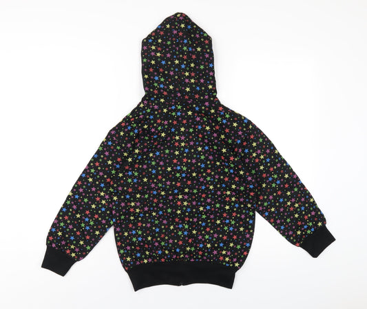 Bubbles Girls Black Geometric Cotton Full Zip Hoodie Size 8 Years Zip