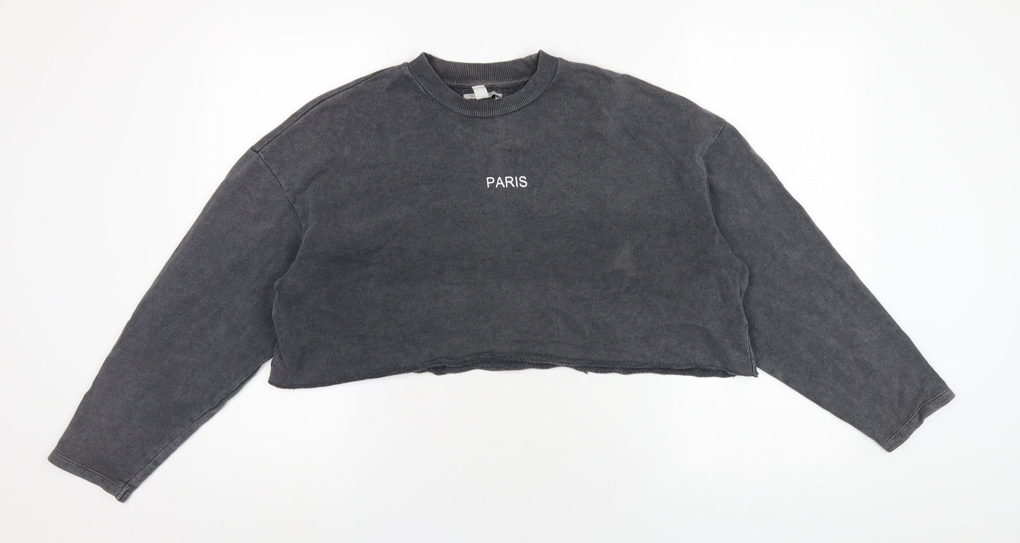 Topshop Womens Grey Cotton Pullover Sweatshirt Size 4 Pullover