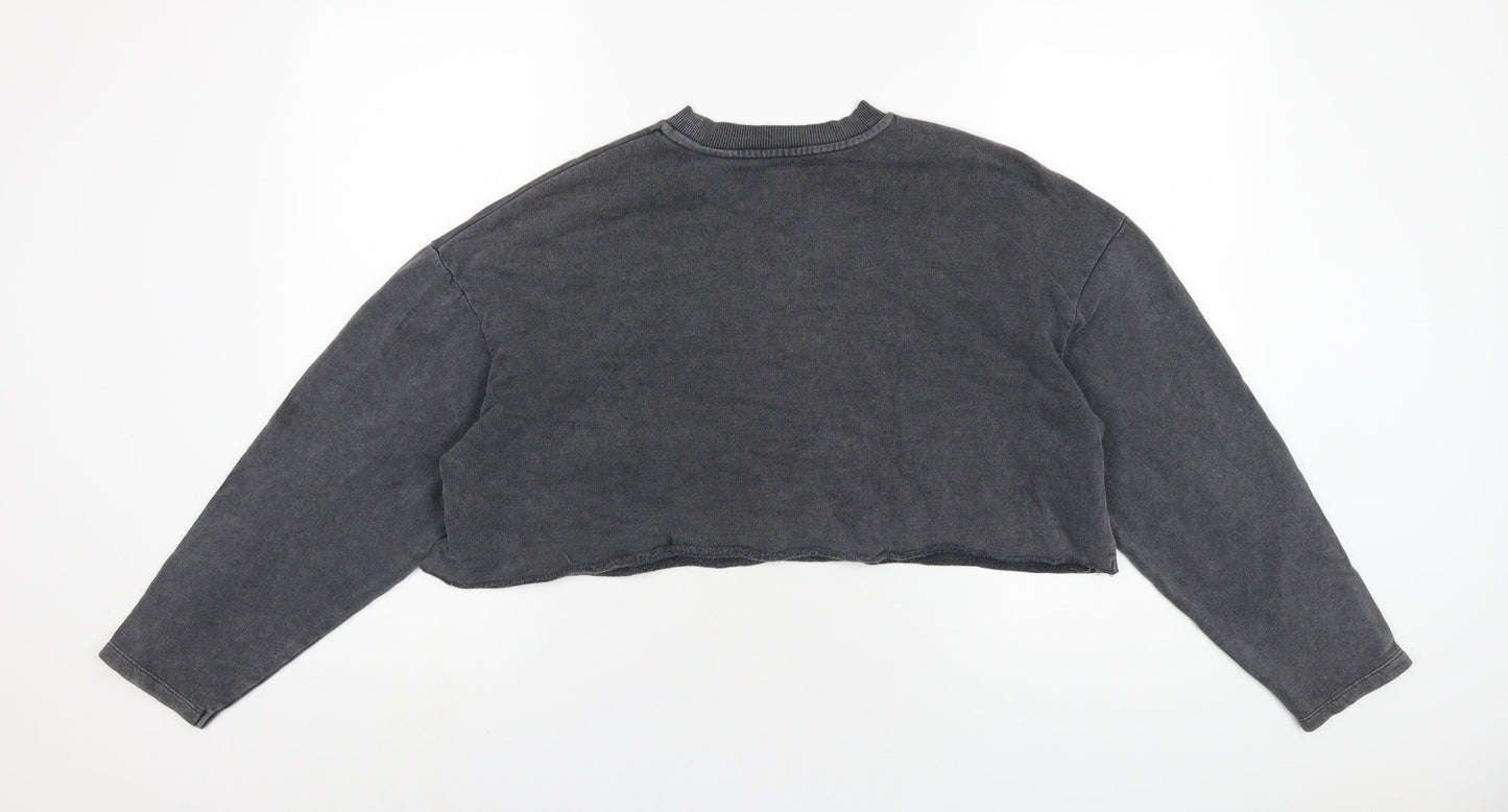 Topshop Womens Grey Cotton Pullover Sweatshirt Size 4 Pullover