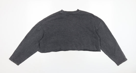 Topshop Womens Grey Cotton Pullover Sweatshirt Size 4 Pullover