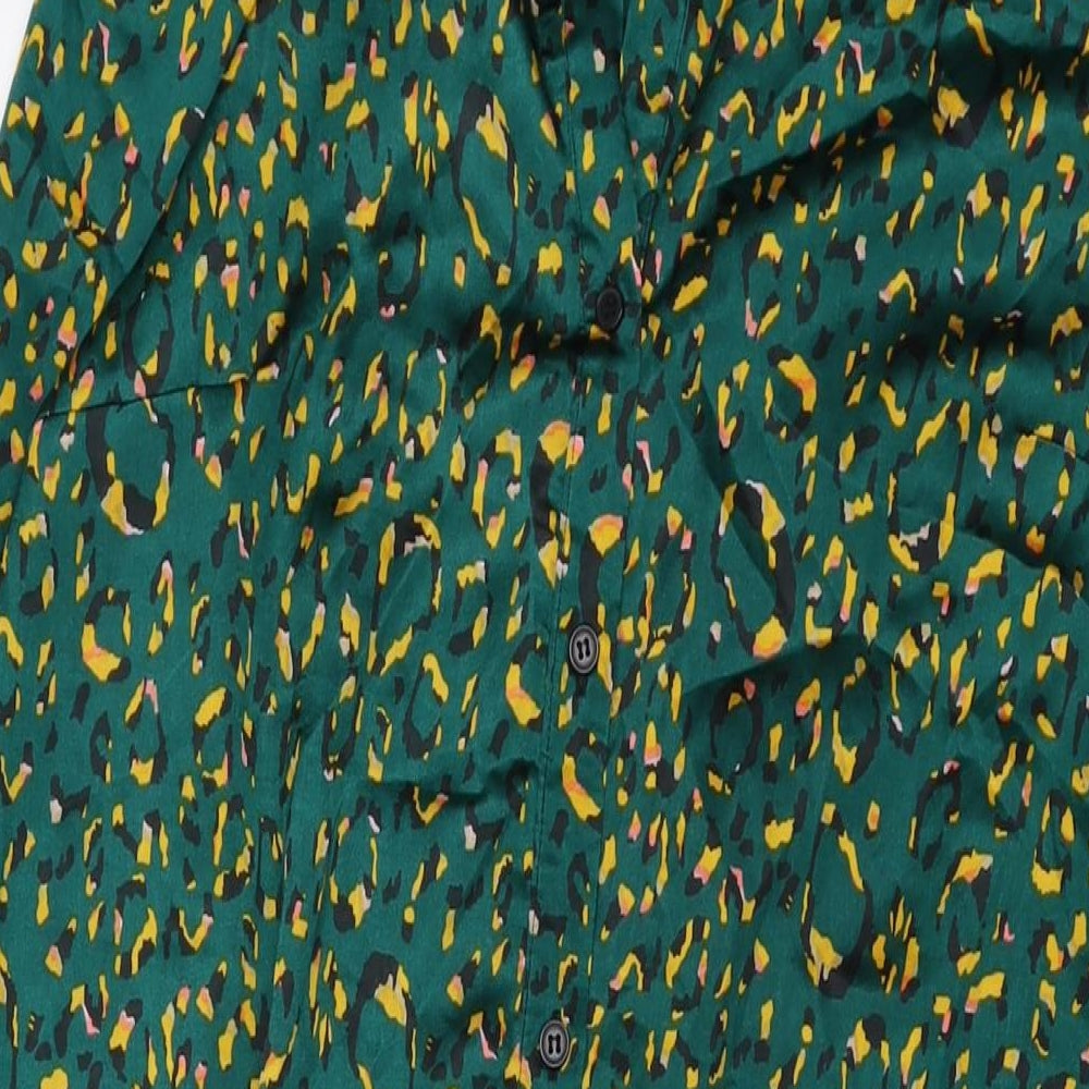 I SAW IT FIRST Womens Blue Animal Print Polyester Shirt Dress Size 10 Collared Button