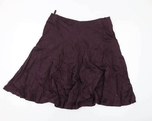 Great Plains Womens Purple Cotton A-Line Skirt Size 14 Zip