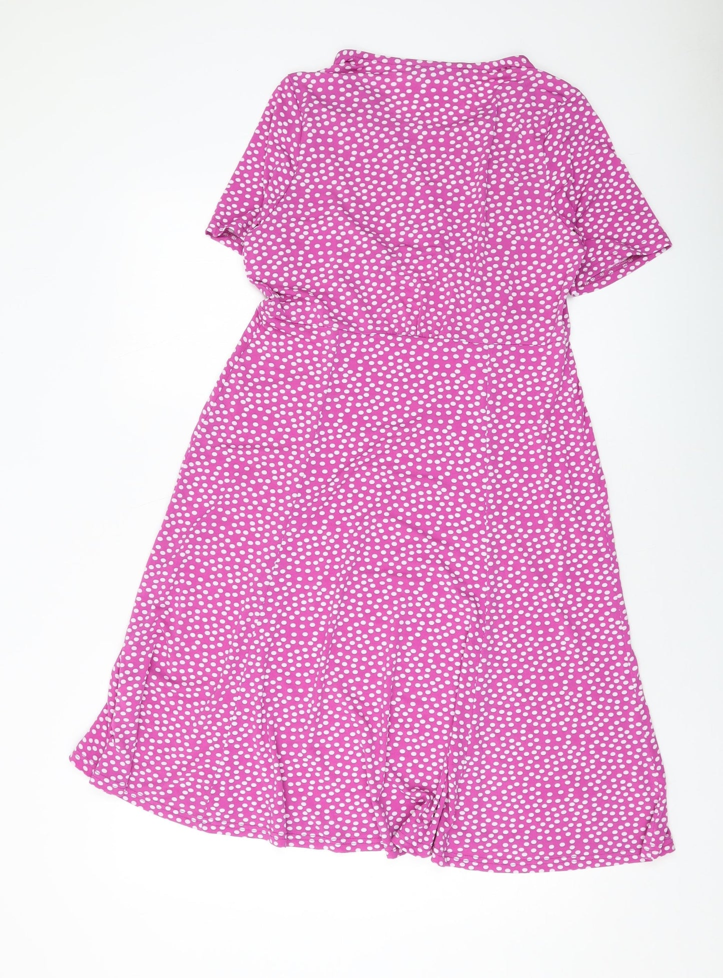 Amber Womens Purple Polka Dot Polyester A-Line Size 12 Round Neck Pullover