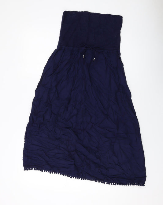 Marks and Spencer Womens Blue Viscose A-Line Size 12 Off the Shoulder Pullover