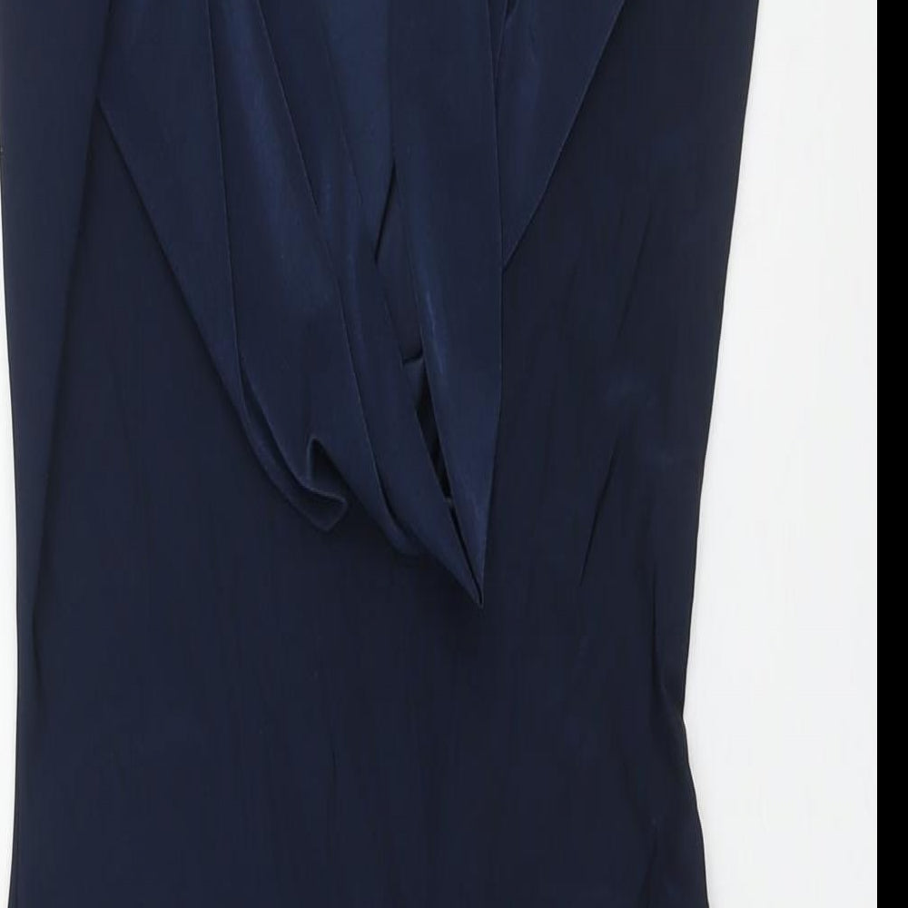 Misspap Womens Blue Polyester Bodycon Size 8 Cowl Neck Pullover