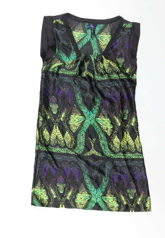 NEXT Womens Multicoloured Geometric Polyester Shift Size 8 V-Neck Pullover - Scale Print