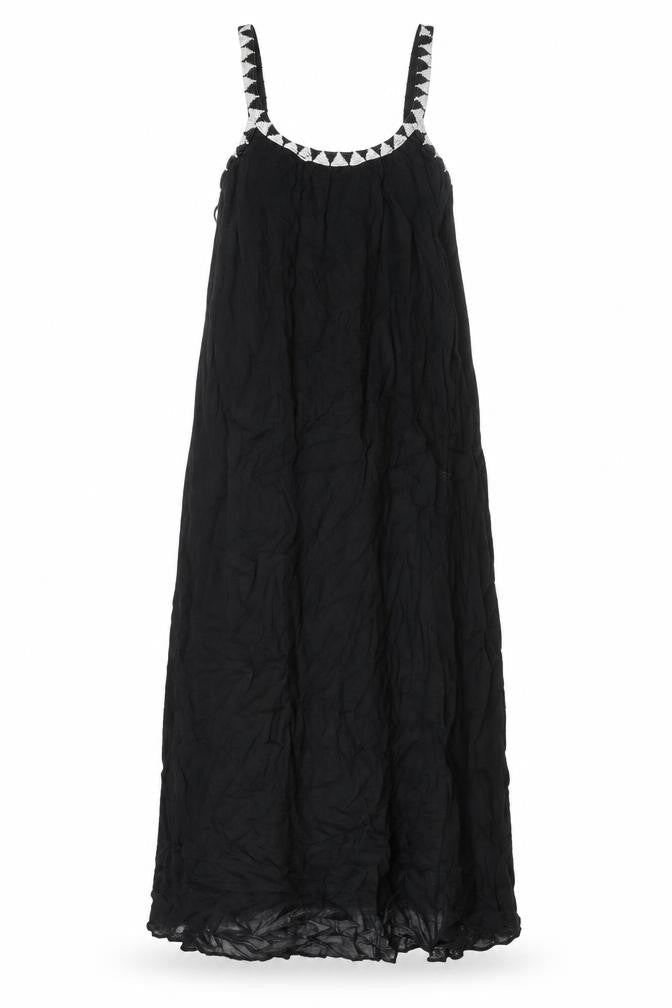 Zara Womens Black Cotton Maxi Size XS Scoop Neck Pullover - Beaded Neckline