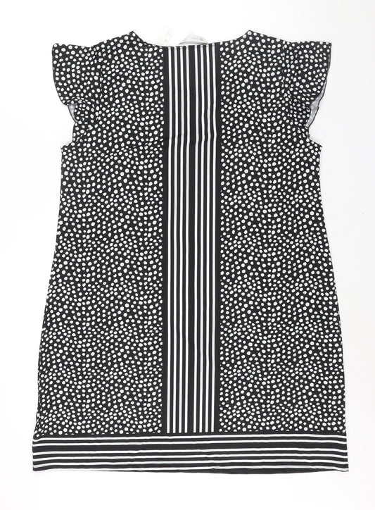 B Collection Womens Black Geometric Polyester Shift Size 18 V-Neck Pullover - Crossover Strap