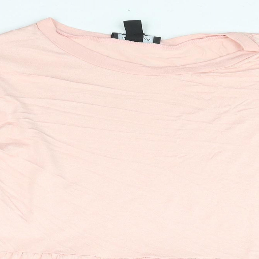 New Look Womens Pink Viscose Basic Blouse Size 14 Round Neck - Smocked