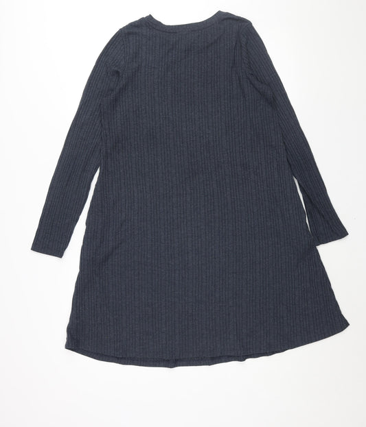 Marks and Spencer Womens Blue Polyester Shift Size 12 Round Neck Pullover