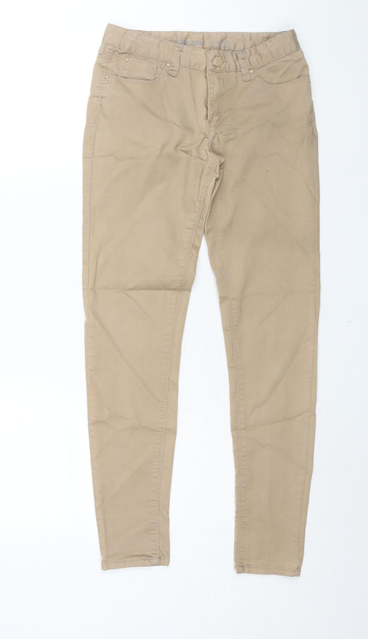 Denim & Co. Womens Brown Cotton Skinny Jeans Size 8 L29 in Regular Zip